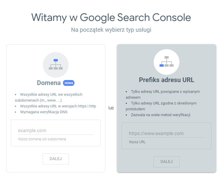 Witamy-w-Google-Search-Console  wyszukiwania google