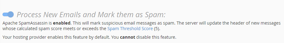 cpanel mserwis Process New Emails and Mark them as Spam
