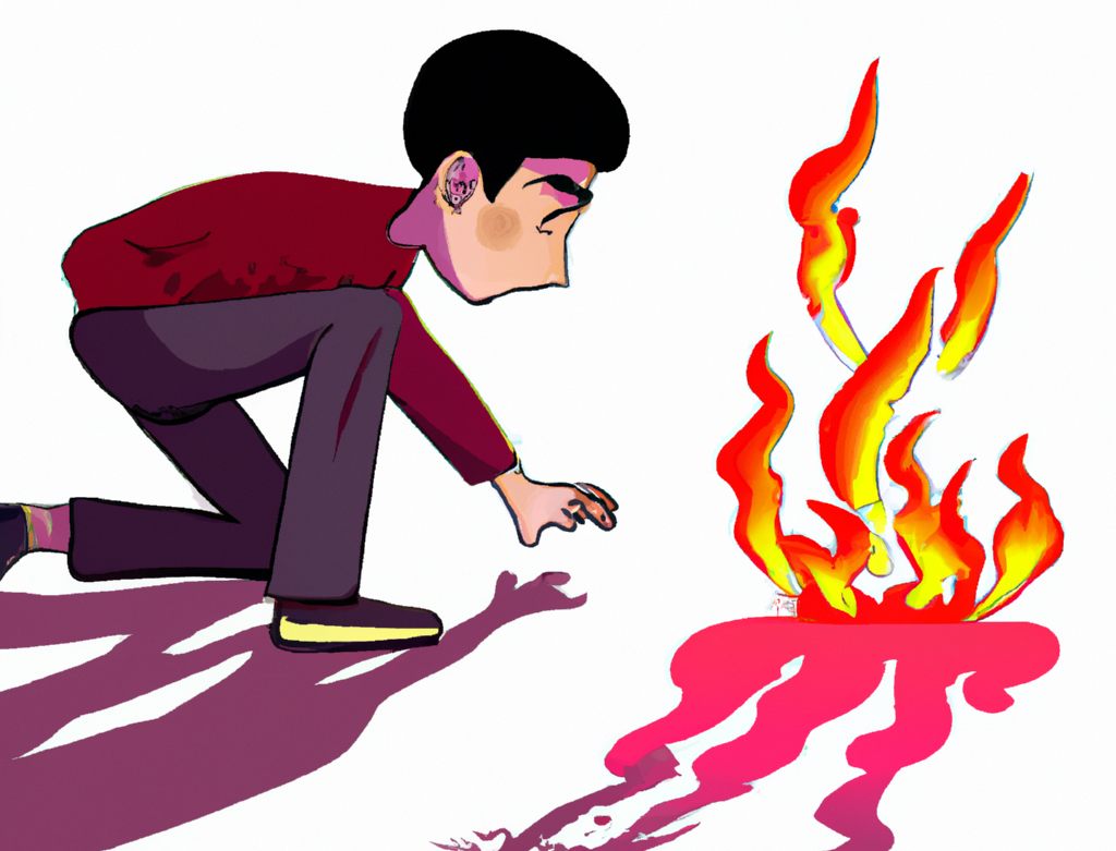 DALL·E wygenerowana grafika a person who tries to tame fire realistic