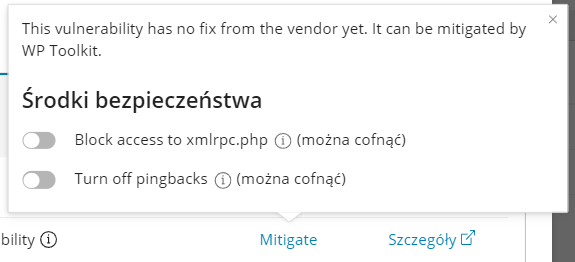 wp toolkit srodki bezpieczenstwa