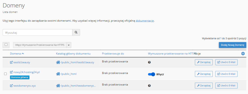 Tworzenie nowej strony na innej domenie