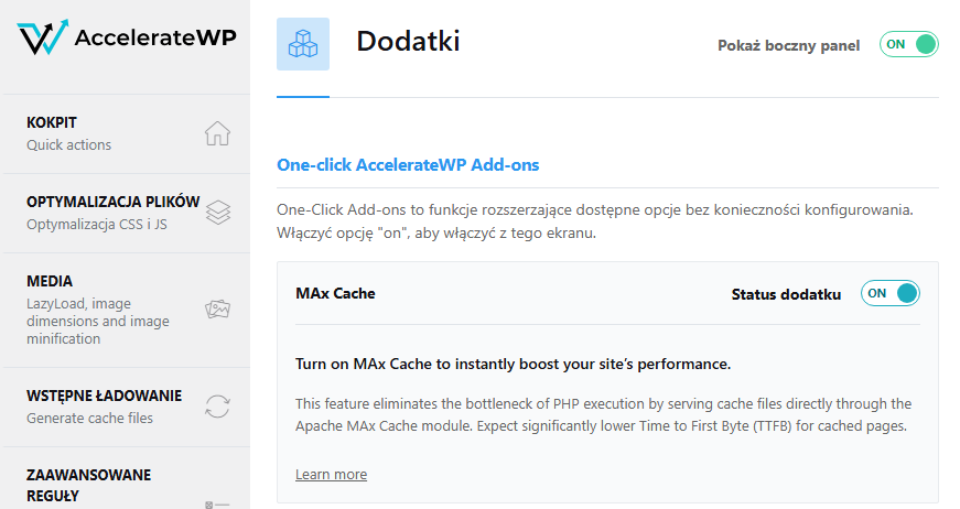 Gdzie włączyć MAx Cache