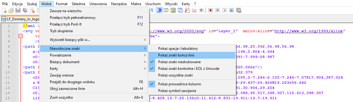 Edycja kodu pliku SVG