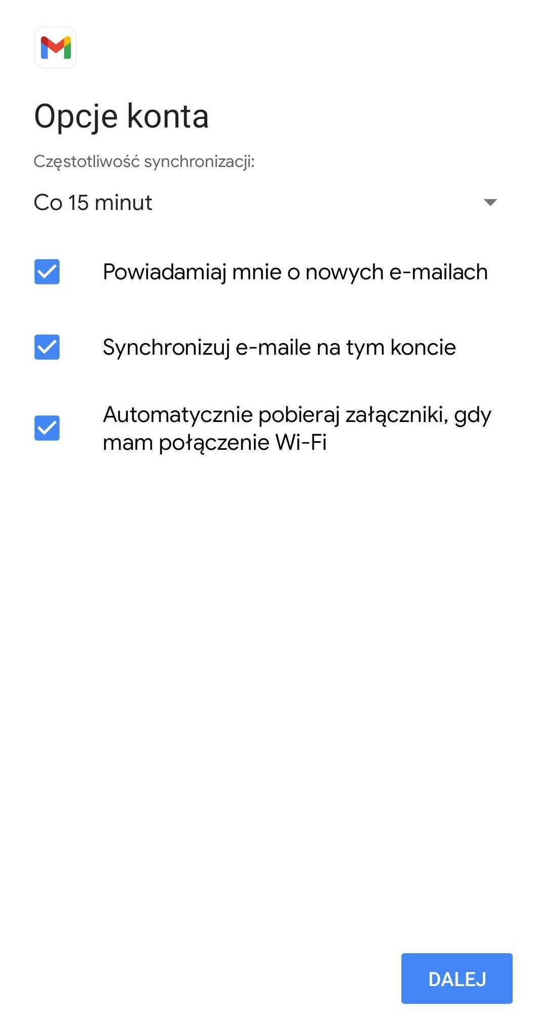 Gmail akceptacja checkboxow