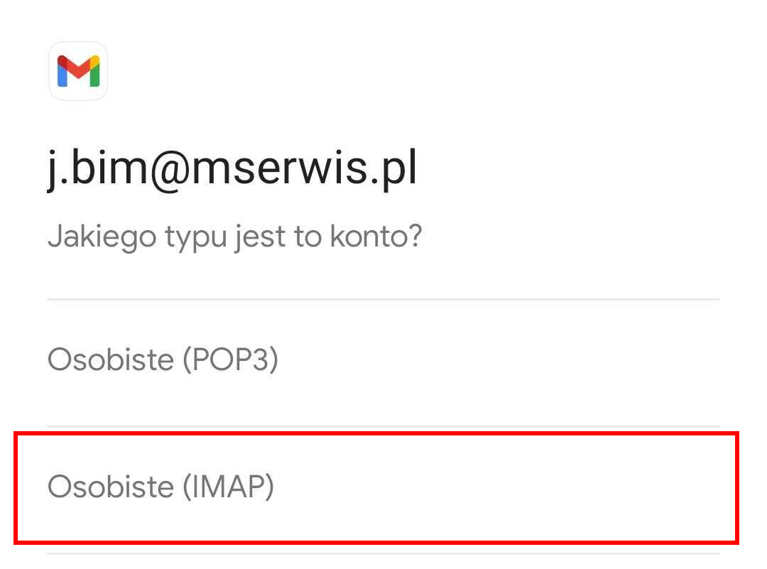Gmail ustawienie imap