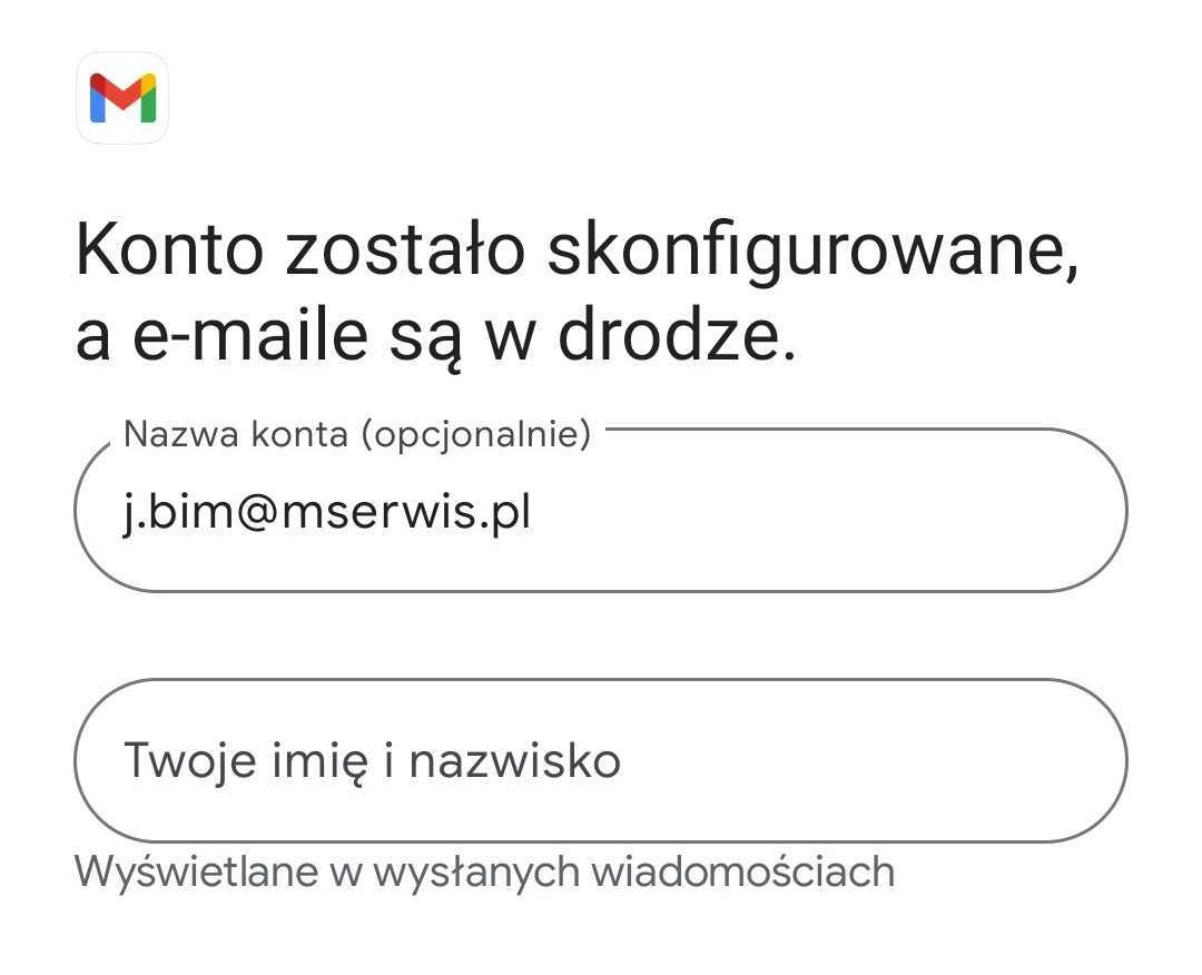 Gmail skonfigurowane konto