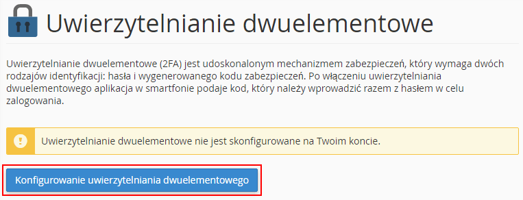 konfiguracja 2FA w cpanelu
