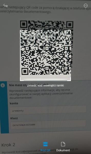 skanowanie kodu QR przy pomocy aplikacji