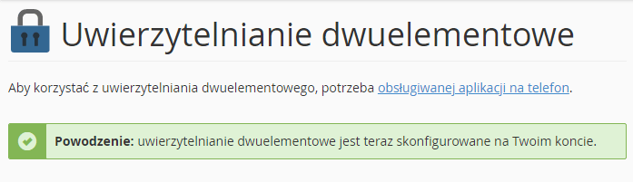 ukończenie konfiguracji 2FA