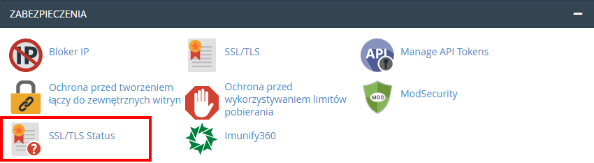 pozycja autossl tls status cpanel