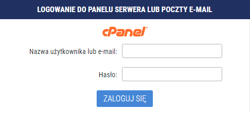 wpisywanie danych logowania do konta w cpanel