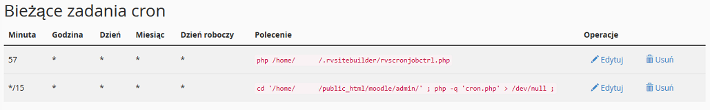 Pomoc - podgląd zadań cron w cPanel