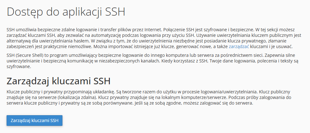 Dostep do aplikacji SSH