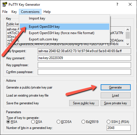 Generowanie SSH przy użyciu programu Putty