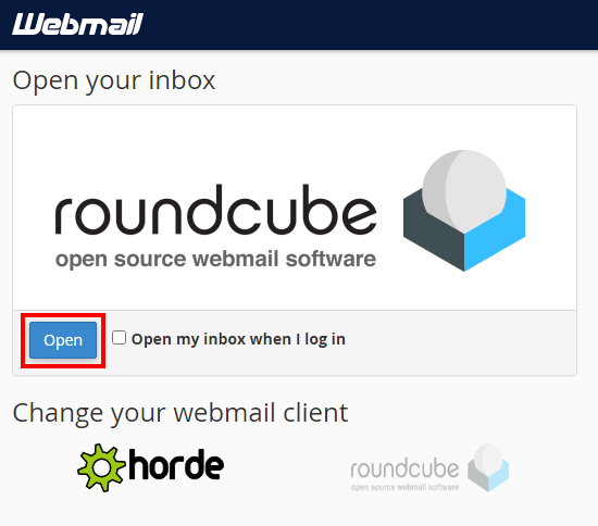 roundcube i przycisk otwórz