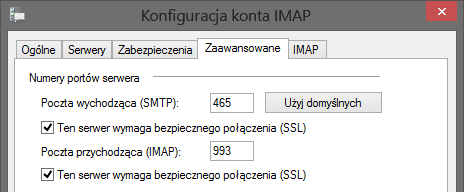 Windows Mail Poczta SSL IMAP