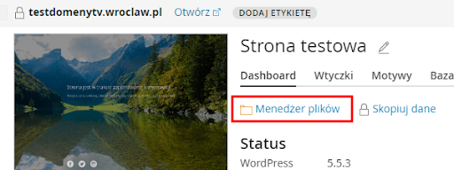 WP Toolkit menedżer plików