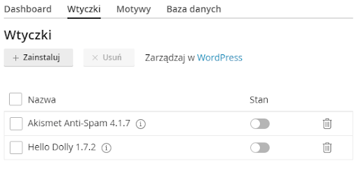 WP Toolkit wtyczki i motywy