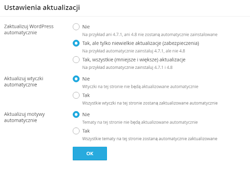 WP Toolkit zaawansowane konfigurowanie aktualizacji