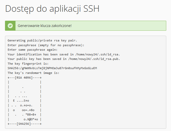 Zakonczone generowanie klucza