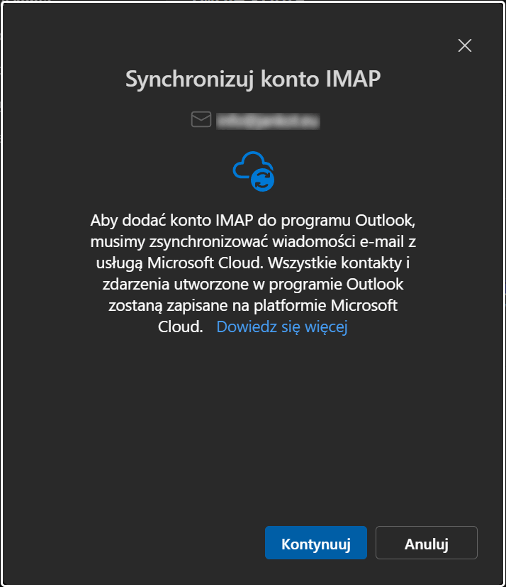 Nowy Outlook dla Windows - synchronizacja konta IMAP z Microsoft Cloud