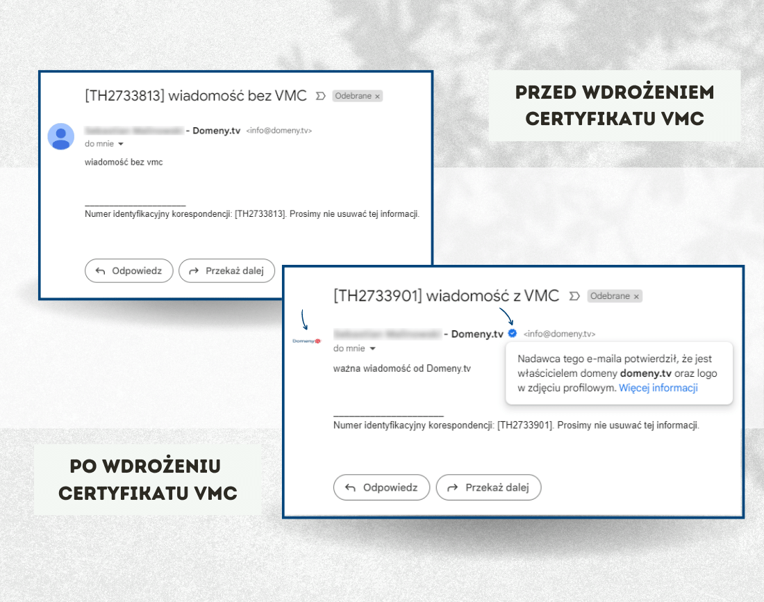 wdrozony certyfikat vmc na gmailu